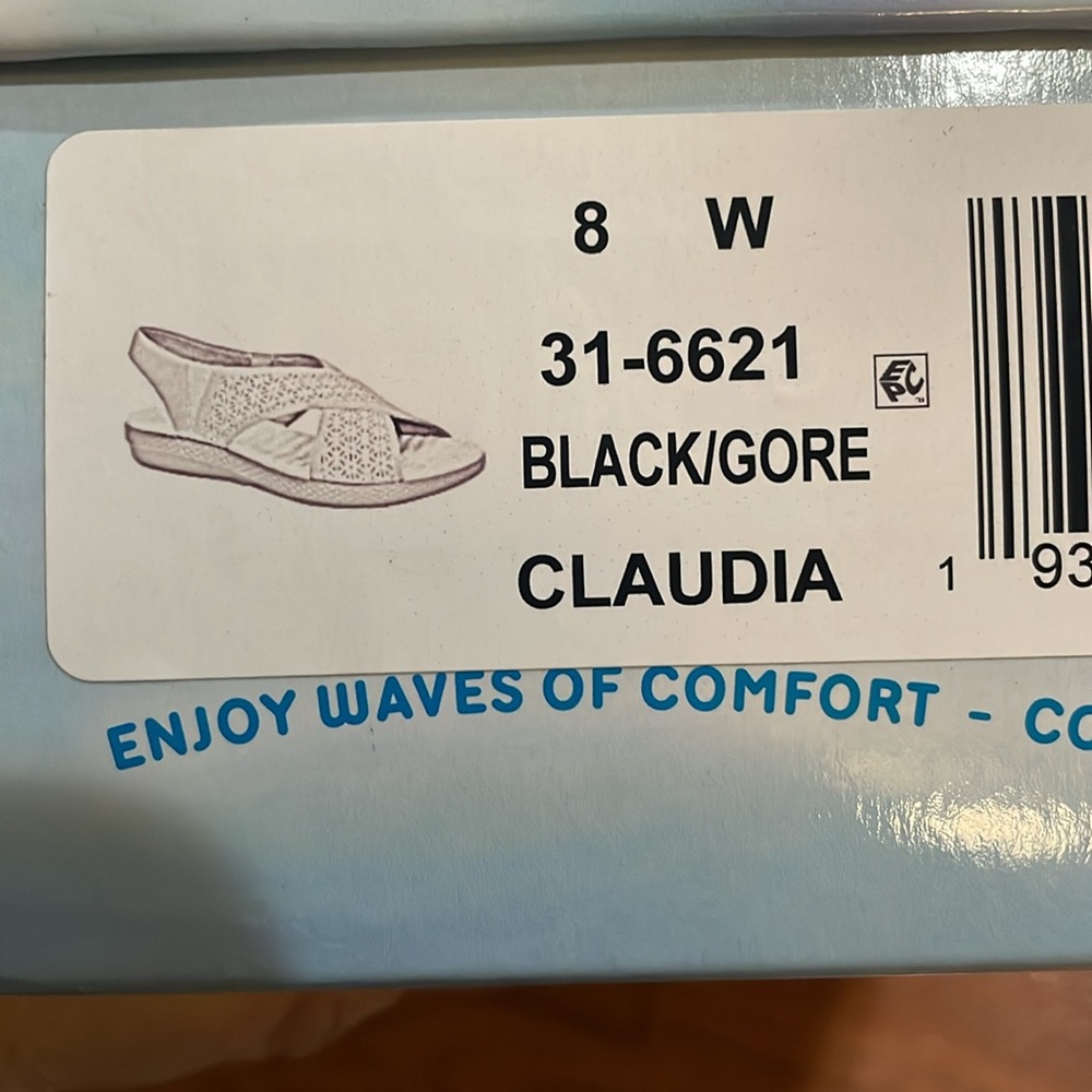 Comfort wave by easy street Women's Black Sandals 8W new in the box - Picture 5 of 6